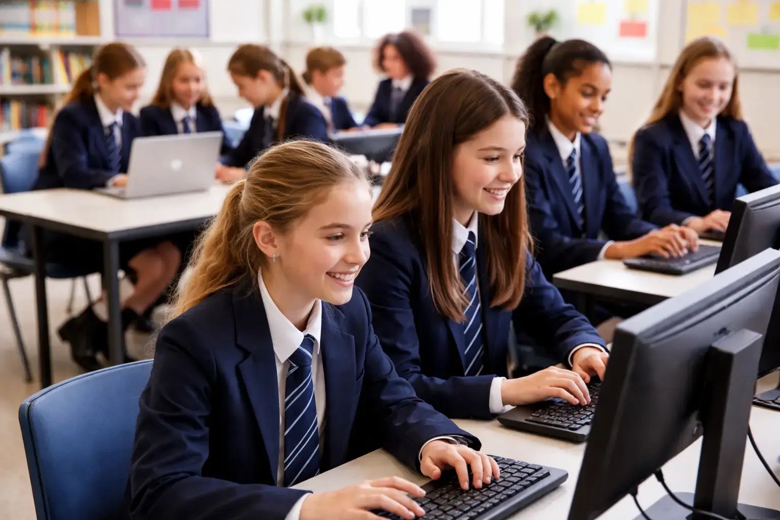Modern classroom with diverse students (1)